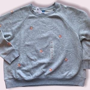 NWT Old Navy Gray Embroidered Rainbow Sweatshirt
